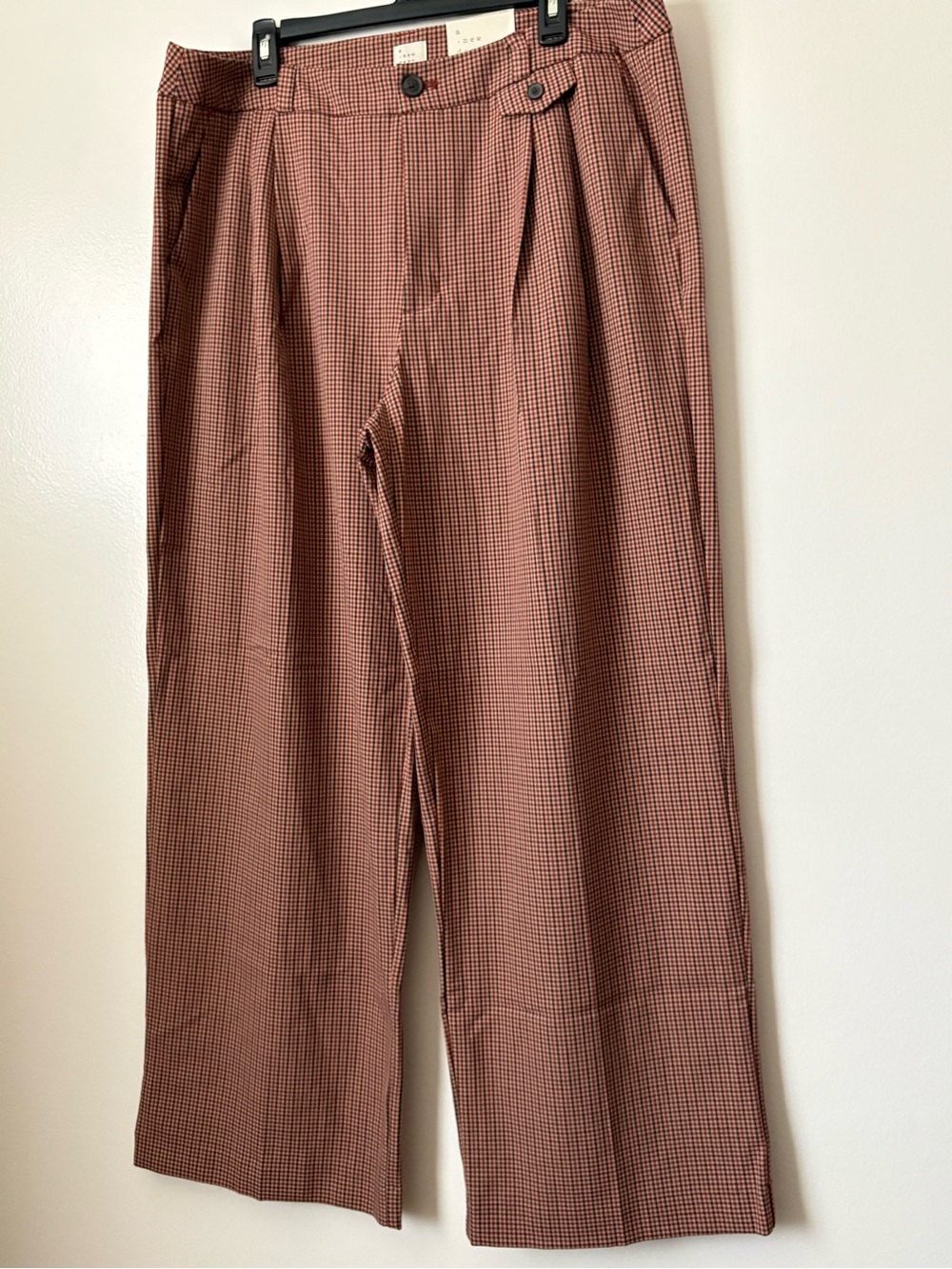 a new day Rust Brown Micro-Check Wide-Leg Trousers